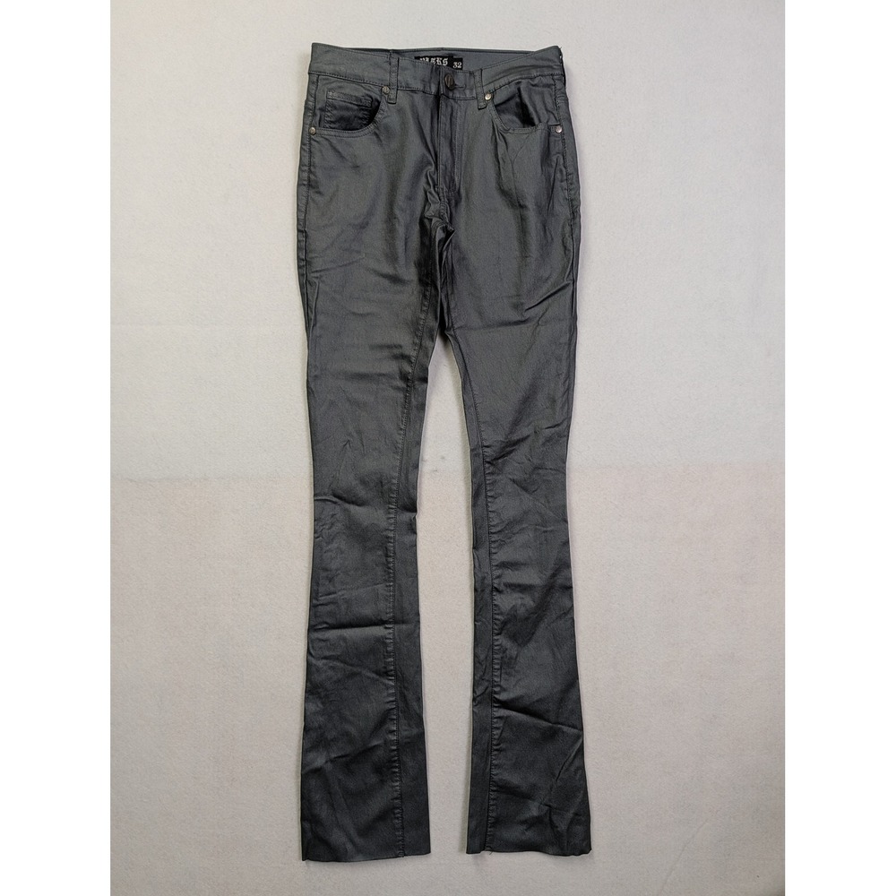 PLTKS Politics Mens Slim Flare Pants 32 Metallic Charcoal Gray The World is Ours